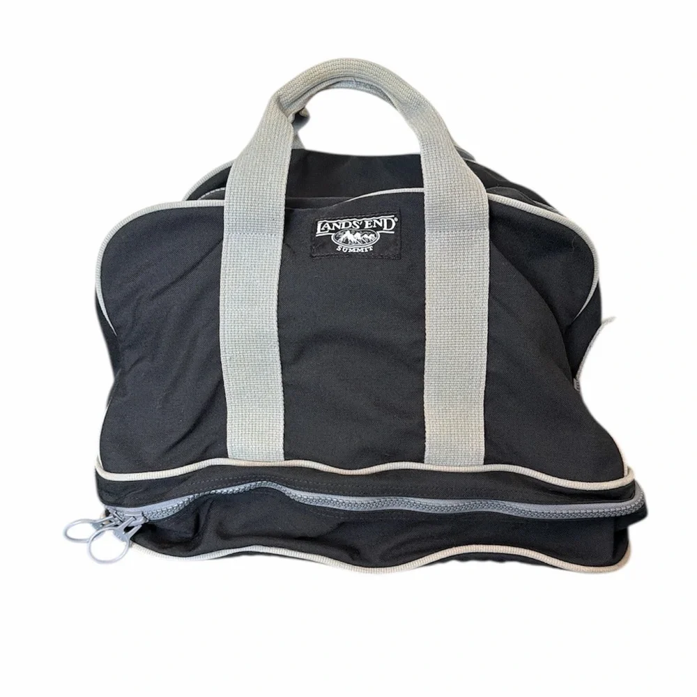 Lands End Summit duffle bag travel weekender carry on gym black gray made in USA